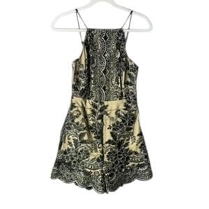 A’gaci Embroidered Lace Romper Beige Black Women’s Size‎ Small